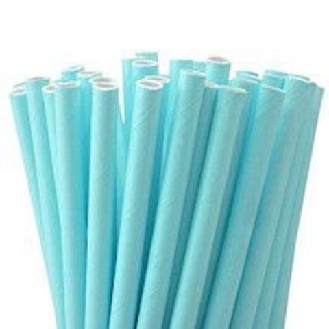 Canudo-Papel-Liso-Azul-Bebe-20cm-Com-20un---Silver-Plastic---CP04005-